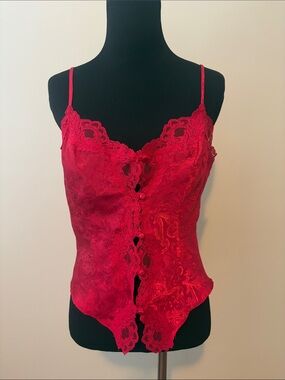 Vintage Victoria's Secret Red button up Chemise Top